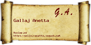 Gallaj Anetta névjegykártya